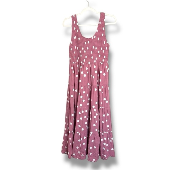 Mister Zimi Pink and White Polka Dot Midi Dress Size 14 - Picture 7 of 7